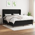 vidaXL, vidaXL Boxspringbett mit Matratze Schwarz 160x200 cm Stoff