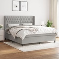 vidaXL, vidaXL Boxspringbett mit Matratze Hellgrau 180x200 cm Stoff