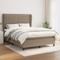 vidaXL, vidaXL Boxspringbett mit Matratze Taupe 140x200 cm Stoff