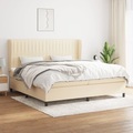vidaXL, vidaXL Boxspringbett mit Matratze Creme 200x200 cm Stoff