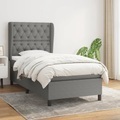 vidaXL, vidaXL Boxspringbett mit Matratze Dunkelgrau 80x200 cm Stoff