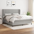 vidaXL, vidaXL Boxspringbett mit Matratze Hellgrau 180x200 cm Stoff