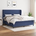 vidaXL, vidaXL Boxspringbett mit Matratze Blau 160x200 cm Stoff