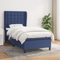 vidaXL, vidaXL Boxspringbett mit Matratze Blau 100x200 cm Stoff