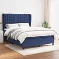 vidaXL, vidaXL Boxspringbett mit Matratze Blau 140x200 cm Stoff
