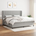 vidaXL, vidaXL Boxspringbett mit Matratze Hellgrau 200x200 cm Stoff