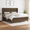 vidaXL, vidaXL Boxspringbett mit Matratze Dunkelbraun 180x200 cm Stoff