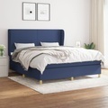 vidaXL, vidaXL Boxspringbett mit Matratze Blau 180x200 cm Stoff