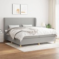 vidaXL, vidaXL Boxspringbett mit Matratze Hellgrau 200x200 cm Stoff