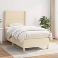 vidaXL, vidaXL Boxspringbett mit Matratze Creme 90x200 cm Stoff
