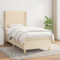 vidaXL, vidaXL Boxspringbett mit Matratze Creme 90x200 cm Stoff