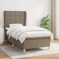 vidaXL, vidaXL Boxspringbett mit Matratze Taupe 90x200 cm Stoff