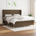 vidaXL, vidaXL Boxspringbett mit Matratze Dunkelbraun 180x200 cm Stoff