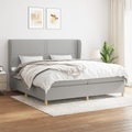 vidaXL, vidaXL Boxspringbett mit Matratze Hellgrau 200x200 cm Stoff