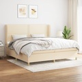 vidaXL, vidaXL Boxspringbett mit Matratze Creme 200x200 cm Stoff