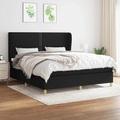 vidaXL, vidaXL Boxspringbett mit Matratze Schwarz 160x200 cm Stoff