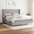 vidaXL, vidaXL Boxspringbett mit Matratze Hellgrau 180x200 cm Stoff