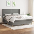 vidaXL, vidaXL Boxspringbett mit Matratze Dunkelgrau 180x200 cm Stoff