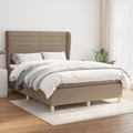 vidaXL, vidaXL Boxspringbett mit Matratze Taupe 140x200 cm Stoff