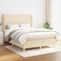 vidaXL, vidaXL Boxspringbett mit Matratze Creme 140x200 cm Stoff