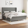 vidaXL, vidaXL Boxspringbett mit Matratze Dunkelgrau 180x200 cm Stoff