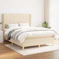 vidaXL, vidaXL Boxspringbett mit Matratze Creme 140x200 cm Stoff