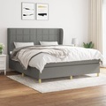 vidaXL, vidaXL Boxspringbett mit Matratze Dunkelgrau 180x200 cm Stoff