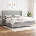 vidaXL, vidaXL Boxspringbett mit Matratze Hellgrau 200x200 cm Stoff