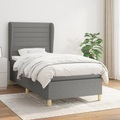 vidaXL, vidaXL Boxspringbett mit Matratze Dunkelgrau 80x200 cm Stoff