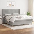 vidaXL, vidaXL Boxspringbett mit Matratze Hellgrau 180x200 cm Stoff