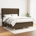 vidaXL, vidaXL Boxspringbett mit Matratze Dunkelbraun 140x200 cm Stoff