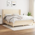 vidaXL, vidaXL Boxspringbett mit Matratze Creme 180x200 cm Stoff