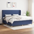 vidaXL, vidaXL Boxspringbett mit Matratze Blau 200x200 cm Stoff