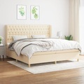 vidaXL, vidaXL Boxspringbett mit Matratze Creme 200x200 cm Stoff