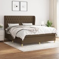vidaXL, vidaXL Boxspringbett mit Matratze Dunkelbraun 180x200 cm Stoff