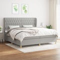 vidaXL, vidaXL Boxspringbett mit Matratze Hellgrau 200x200 cm Stoff