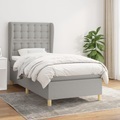vidaXL, vidaXL Boxspringbett mit Matratze Hellgrau 90x200 cm Stoff