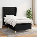 vidaXL, vidaXL Boxspringbett mit Matratze Schwarz 90x200 cm Stoff