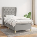 vidaXL, vidaXL Boxspringbett mit Matratze Hellgrau 100x200 cm Stoff