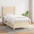 vidaXL, vidaXL Boxspringbett mit Matratze Creme 90x200 cm Stoff