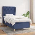 vidaXL, vidaXL Boxspringbett mit Matratze Blau 100x200 cm Stoff