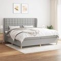 vidaXL, vidaXL Boxspringbett mit Matratze Hellgrau 200x200 cm Stoff