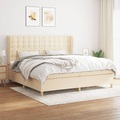 vidaXL, vidaXL Boxspringbett mit Matratze Creme 200x200 cm Stoff