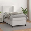 vidaXL, vidaXL Boxspringbett mit Matratze Weiß 90x190 cm Kunstleder