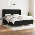 vidaXL, vidaXL Boxspringbett mit Matratze Schwarz 180x200 cm Stoff