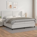 vidaXL, vidaXL Boxspringbett mit Matratze Weiß 200x200 cm Kunstleder