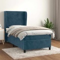 vidaXL, vidaXL Boxspringbett mit Matratze Dunkelblau 90x190 cm Samt