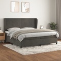 vidaXL, vidaXL Boxspringbett mit Matratze Dunkelgrau 200x200 cm Samt