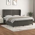 vidaXL, vidaXL Boxspringbett mit Matratze Dunkelgrau 180x200 cm Samt