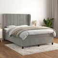 vidaXL, vidaXL Boxspringbett mit Matratze Hellgrau 140x200 cm Samt